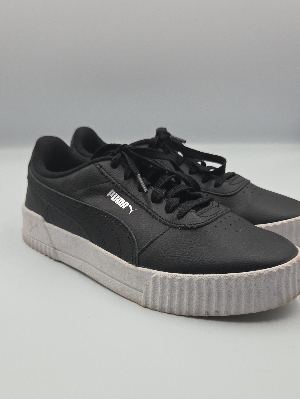 Puma Black Leather Low-Top Sneakers with Off-White Platform